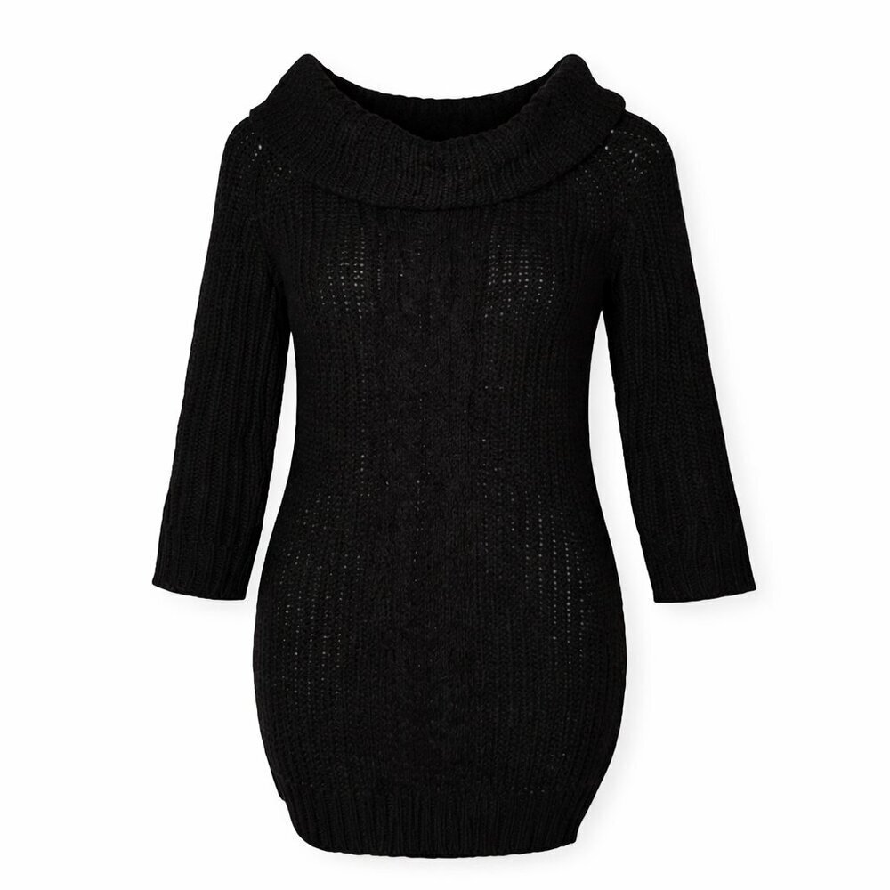ULTRA FLIRT Ribbed Knit Black Mini Dress Sz L